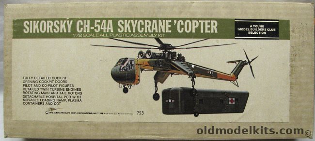Aurora 1/72 Sikorsky CH-54A Skycrane - Young Model Builders Club Issue, 753 plastic model kit